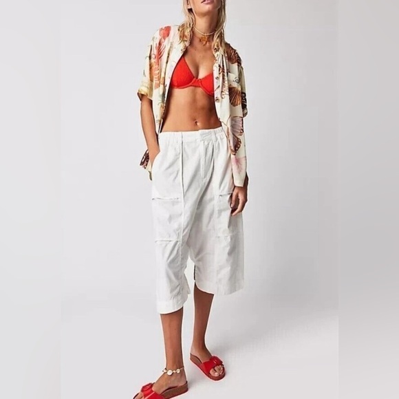 Free People, Marbella Cropped Harem Pants, White, XS, NWOT - Picture 1 of 12